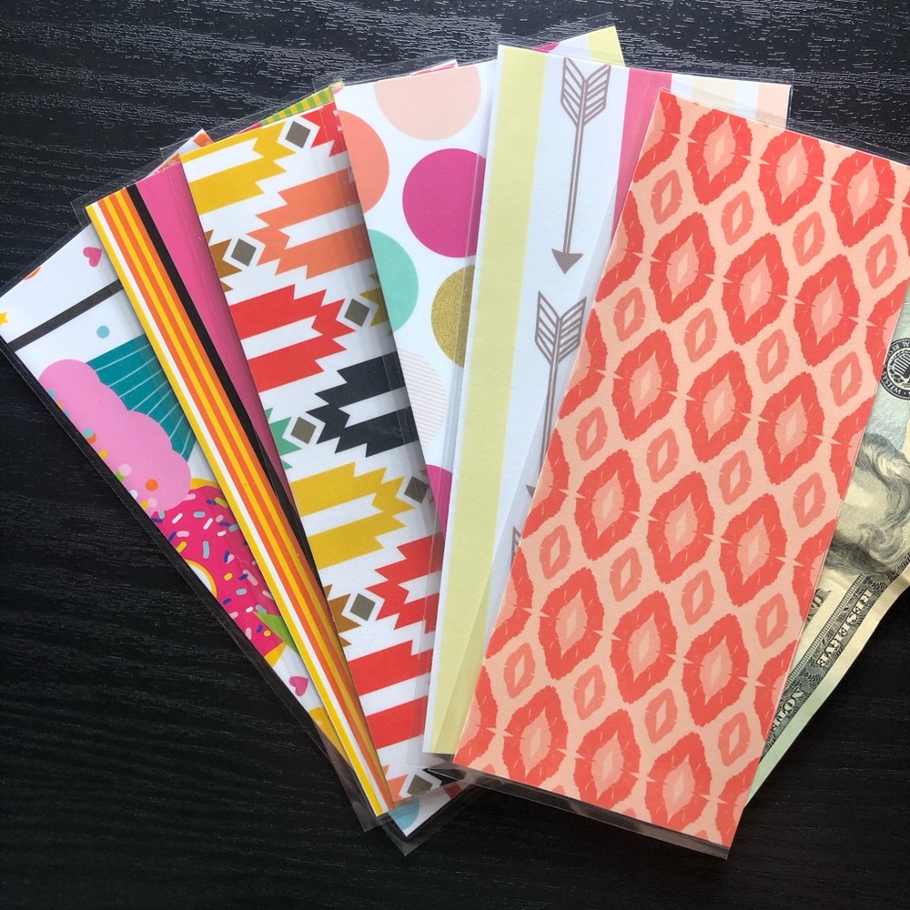 6 Laminated cash envelopes, cash stuffing, budget